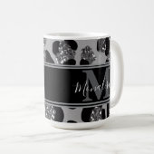 silver and black glittery monogramed personalized koffiemok (Voorkant rechts)