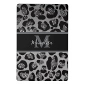 silver and black glittery monogramed personalized mini klembord (Achterkant)