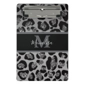 silver and black glittery monogramed personalized mini klembord (Voorkant)
