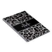 silver and black glittery monogramed personalized notitieboek (Rechterzijde)