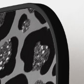 silver and black glittery monogramed personalized pickleball paddle (Links Detail)