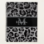 silver and black glittery monogramed personalized planner (Voorkant)