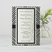 Silver and Black Modern Chevron Wedding Invitation Kaart (Staand voorkant)