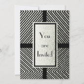 Silver and Black Modern Chevron Wedding Invitation Kaart (Achterkant)
