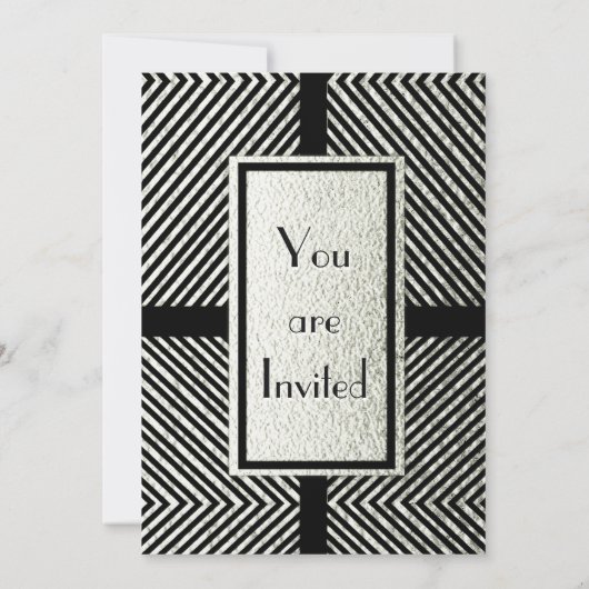 Silver and Black Modern Chevron Wedding Invitation Kaart (Achterkant)