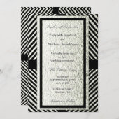 Silver and Black Modern Chevron Wedding Invitation Kaart (Voorkant / Achterkant)