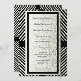 Silver and Black Modern Chevron Wedding Invitation Kaart