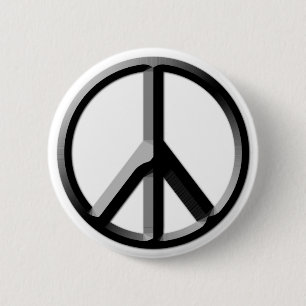 Silver and Black Peace Sign-Button Ronde Button 5,7 Cm