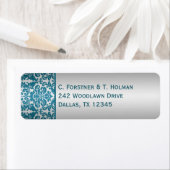 Silver and Blauwgroen Damask Return Address Label (Insitu)