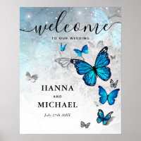 Silver and Blue Butterfly Welcome Wedding
