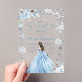 Silver and Blue Christmas Sweet Sixteen Birthday Acryl Uitnodigingen (Insitu (Draagbaar))