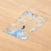 Silver and Blue Christmas Sweet Sixteen Birthday Acryl Uitnodigingen (Laagn)