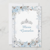 Silver and Blue Christmas Sweet Sixteen Birthday Kaart (Achterkant)