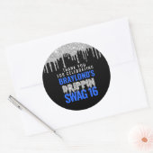 Silver and Blue Drippin Swag 16 Birthday Ronde Sticker (Envelop)