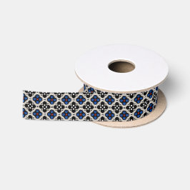 Silver and Blue Holiday Bling Satijnen Lint