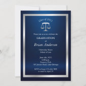 Silver and Blue Justice Logo Law School Afstuderen Kaart (Voorkant)