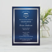 Silver and Blue Justice Logo Law School Afstuderen Kaart (Staand voorkant)