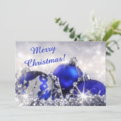 Silver and Blue Merry-Label voor kerstcadeaus Feestdagenkaart (Staand voorkant)