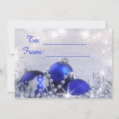 Silver and Blue Merry-Label voor kerstcadeaus Feestdagenkaart (Achterkant)