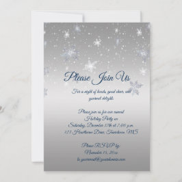 Silver and Blue Snowflakes Kerstparty Kaart