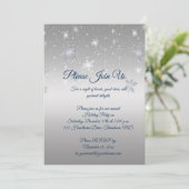 Silver and Blue Snowflakes Kerstparty Kaart (Staand voorkant)