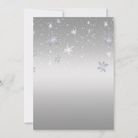 Silver and Blue Snowflakes Kerstparty Kaart (Achterkant)