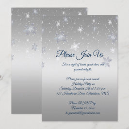 Silver and Blue Snowflakes Kerstparty Kaart