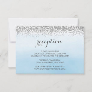 Silver and Blue Wedding Reception Enclosure Card RSVP Kaartje