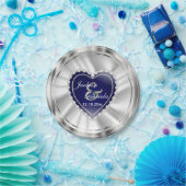 Silver and Dark Blue Wedding of Jubileum Papieren Bordje (Feest)