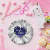 Silver and Dark Blue Wedding of Jubileum Papieren Bordje (Feest)