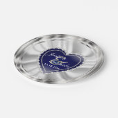 Silver and Dark Blue Wedding of Jubileum Papieren Bordje (Gekanteld)