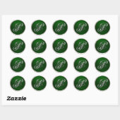 Silver and Emerald Monogram P Envelope Seal Ronde Sticker (Vel)