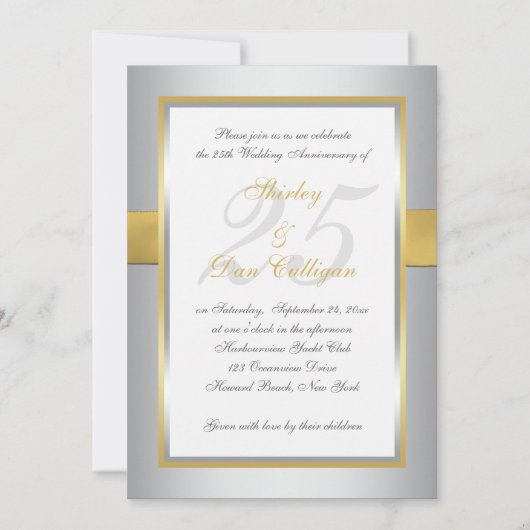 Silver and Gold 25e Jubileum Uitnodiging (Achterkant)