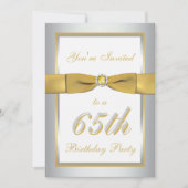Silver and Gold 65th Birthday Invitation Kaart (Voorkant)