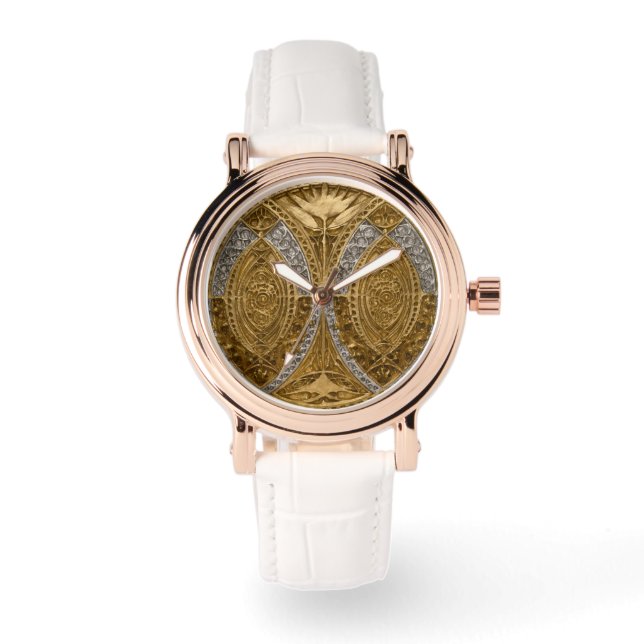 Silver And Gold Art Deco Pattern Horloge (Voorkant)
