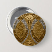 Silver And Gold Art Deco Pattern Ronde Button 7,6 Cm (Voorkant /achterkant)