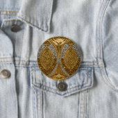 Silver And Gold Art Deco Pattern Ronde Button 7,6 Cm (In situ)