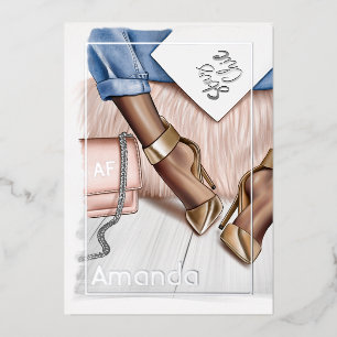 Silver and Gold Chic Birthday Party Folie Folie Uitnodiging