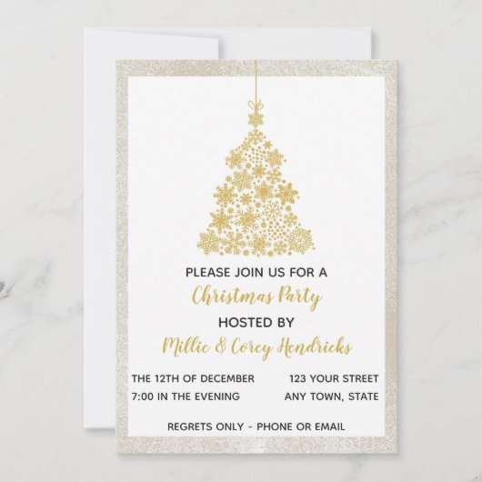 Silver and Gold Kerstmis Uitnodiging (Voorkant)