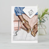 Silver and Gold Monogram Chic Bachelorette Folie Uitnodiging (Staand Voorkant)