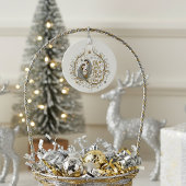 Silver and gold nativity Christmas Bedankjes Labels