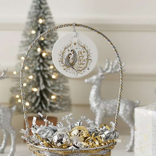 Silver and gold nativity Christmas Bedankjes Labels