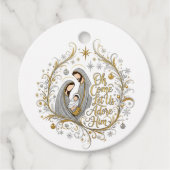 Silver and gold nativity Christmas Bedankjes Labels (Voorkant)