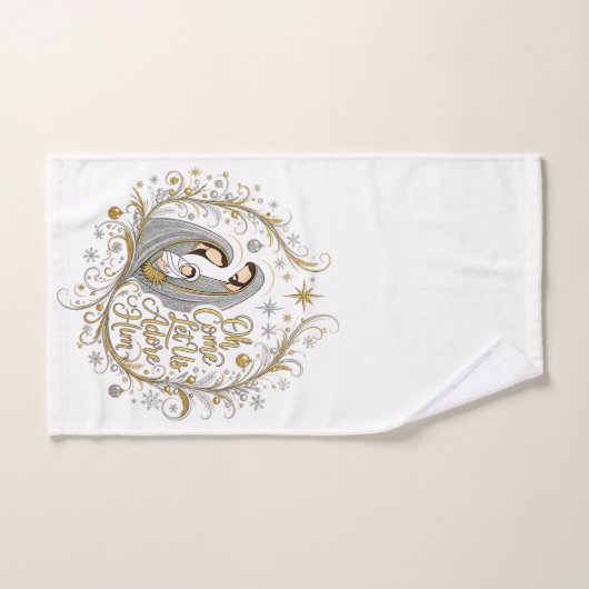 Silver and gold nativity Christmas Handdoek (Handdoek)