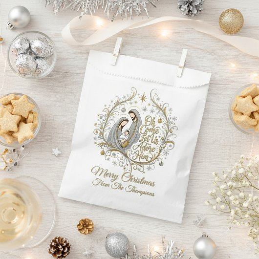 Silver and gold nativity Christmas personalized Bedankzakje