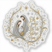 Silver and gold nativity Christmas Sticker (Voorkant)