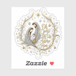 Silver and gold nativity Christmas Sticker