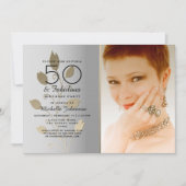 Silver and Gold Photo 50th Birthday Kaart (Voorkant)