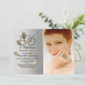 Silver and Gold Photo 50th Birthday Kaart (Staand voorkant)