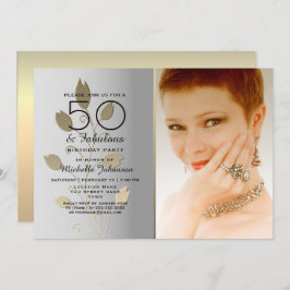 Silver and Gold Photo 50th Birthday Kaart